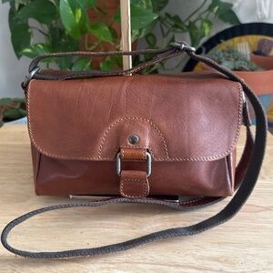 Jack Georges Emma Petite Honey Brown Leather Crossbody Bag with Adjustable Strap